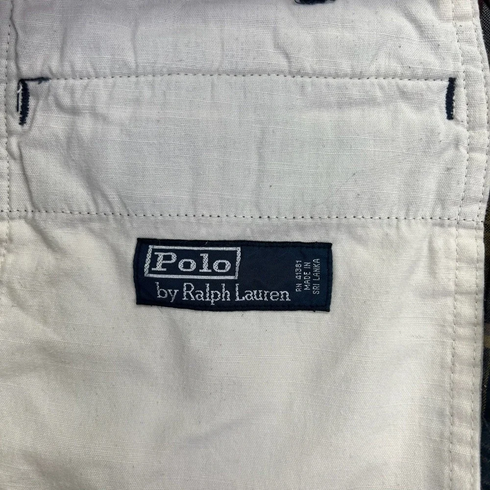 Polo Ralph Lauren Shorts Mens 37 Navy Yellow Plaid Preppy Cotton Flat Front